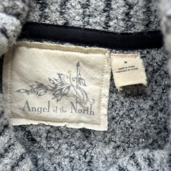 Angel‎ Of The North Wool Cable Knit Sweater Med Gray Cabincore Fair Isle Cozy - Picture 12 of 14